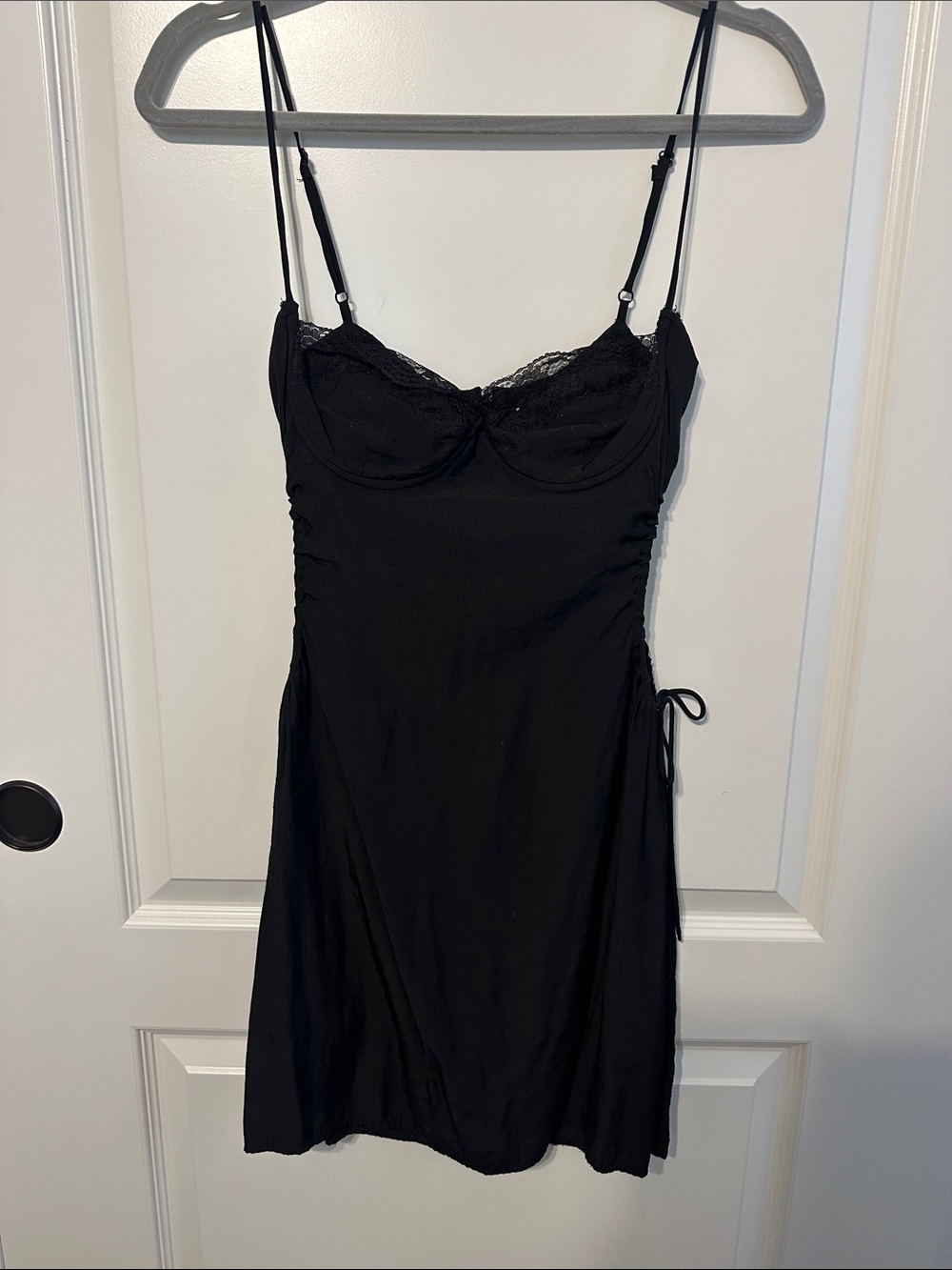 Princess Polly Black Lace-Trim Mini Slip Dress
